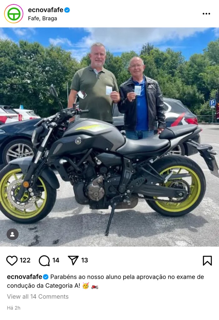 Publicação do Instagram da NOVAFAFE